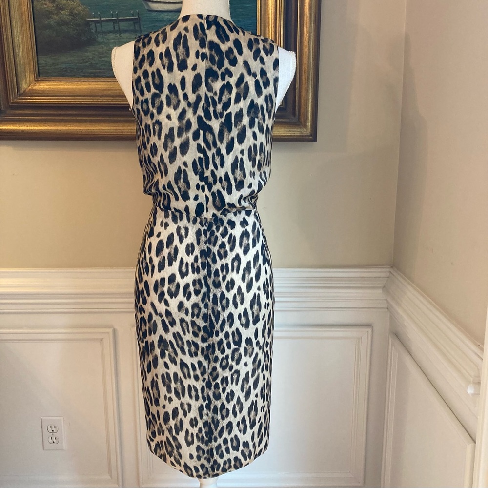 L’AGENCE Neutral Tan Taupe Black Animal Print Silky VNeck Sleeveless Dress - Picture 7 of 12